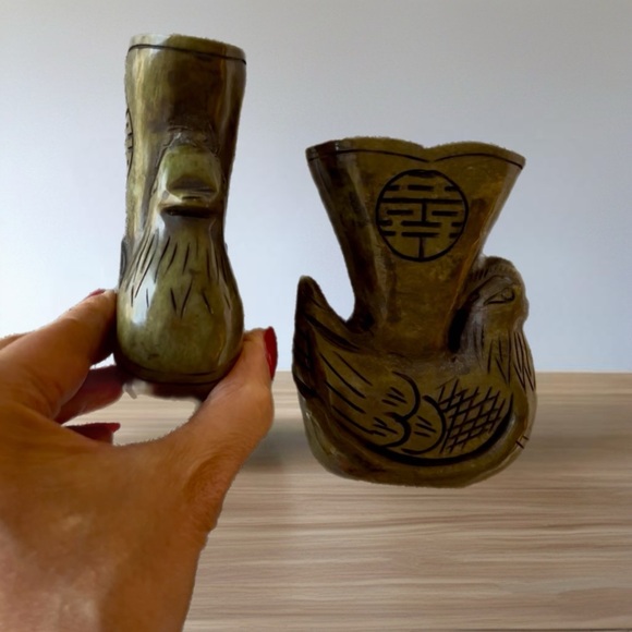 Elegant Green New Jade Bird candle holders - Picture 4 of 9